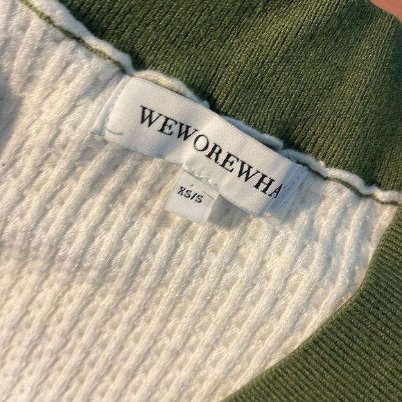 WEWOREWHAT Oversized Tennis Club Sweater In Green/White - Size XS/S - Picture 5 of 6